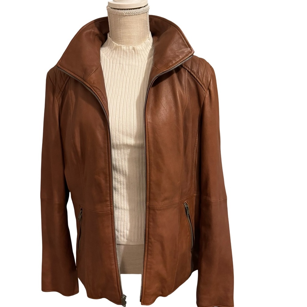 Andrew Marc Tan Leather Jacket